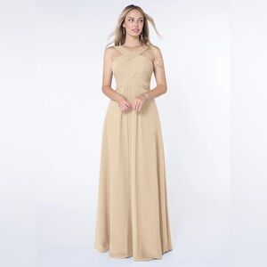 Azazie Kaleigh Bridesmaid Dress, Champagne color, size 8
